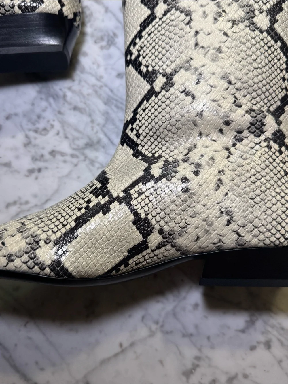 New Staud Wally White Snake Knee High Western Boots Size EU 39.5 US 9.5 $595